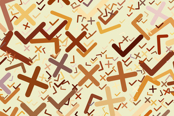 Abstract tick or cross mark, right or wrong sign generative art background. Outline, wallpaper, style & backdrop.