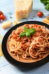 Tasty homemade spaghetti bolognese