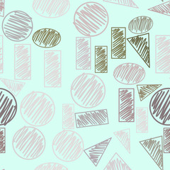 Seamless background or backdrop, mixed or mutiple shapes hand drawn, good for design texture.