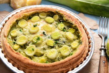 Quiche with leeks and cheese