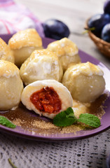 Homemade dumplings stuffed with plums