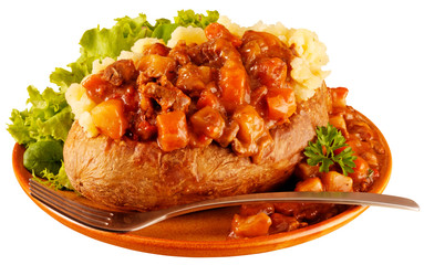 BAKED POTATO WITH BEEF STEW CUT OUT