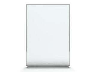 Stand for booklets with white sheets of paper. Mockup. 3D