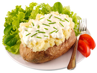 BAKED POTATO WITH COTTAGE CHEESE AND CHIVES