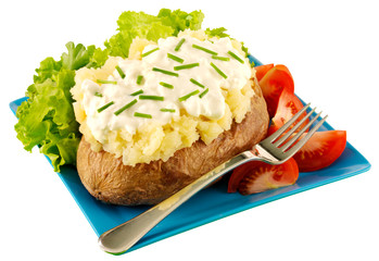 BAKED POTATO WITH COTTAGE CHEESE AND CHIVES