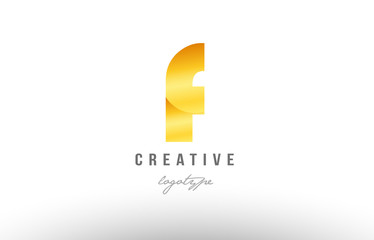 f gold golden metal gradient alphabet letter logo icon design