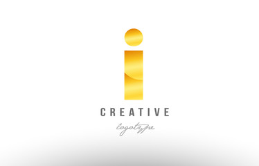 i gold golden metal gradient alphabet letter logo icon design