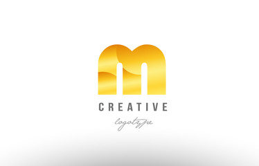 m gold golden metal gradient alphabet letter logo icon design