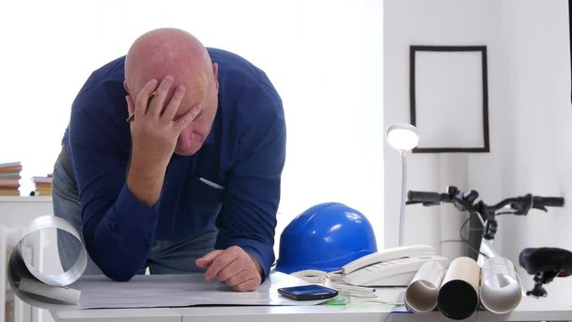 Technical Person Analyze Upset Worried and Disappointed a Building Project