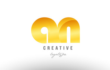 gold golden metal gradient an a n alphabet letter logo combination icon design