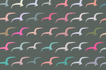 Abstract background with flying birds. Template, colorful, illustration & design.