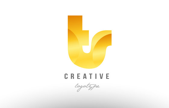 gold golden metal gradient ts t s alphabet letter logo combination icon design
