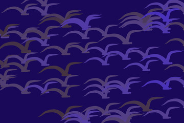 Flying birds abstract hand drawn background, texture or backdrop. Messy, creative, details & wallpaper.