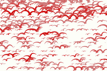 Abstract flying birds illustrations background. Colorful, messy, details & shape.