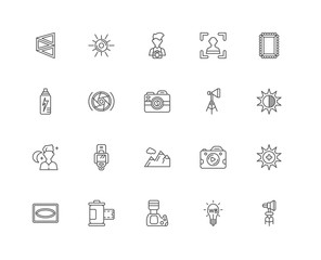 Simple Set of 20 Vector Line Icon. Contains such Icons as Spotli