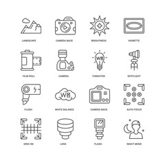 Simple Set of 16 Vector Line Icon. Contains such Icons as Night