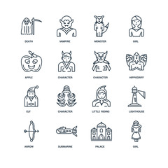 Set Of 16 Universal Editable Icons. Includes Elements Such As Gi