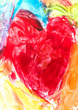Künstlerisches Herz gemalt mit Enkaustik-Technik