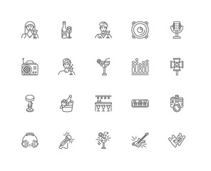 Fototapeta premium Simple Set of 20 Vector Line Icon. Contains such Icons as Ticket