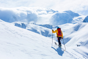 Skitouring, Chamonix, Alps. - obrazy, fototapety, plakaty