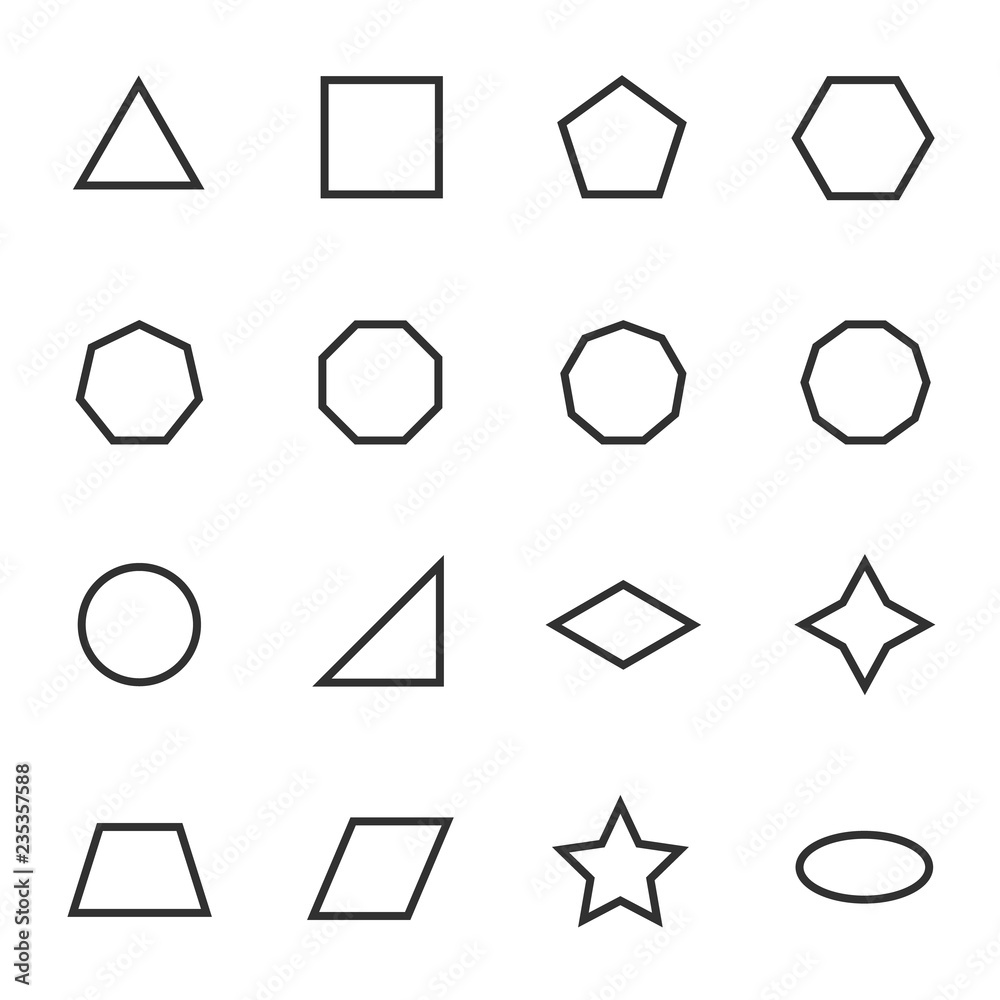Canvas Prints geometric figures icon set. shapes, linear icons. line with editable stroke