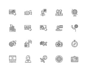 Simple Set of 20 Vector Line Icon. Contains such Icons as Video