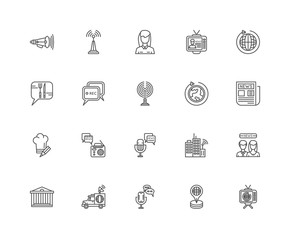 Simple Set of 20 Vector Line Icon. Contains such Icons as Televi