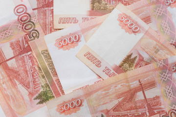 Studio image 5000 rubles. five thousand cash of the Russian Federation macro Russian currency.