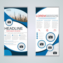 Modern roll-up business banners vector design template