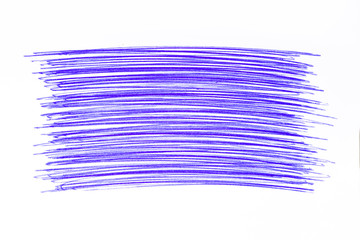 a stroke of a blue pen. hand drawn on paper, isolated element on white background. pen strokess