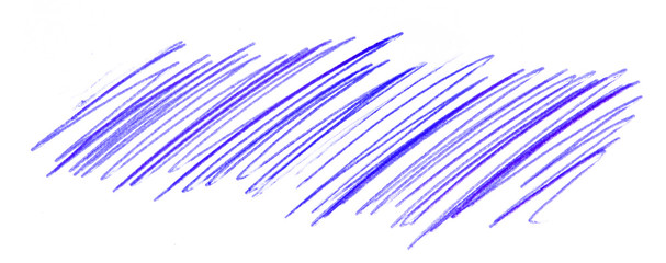 a stroke of a blue pen. hand drawn on paper, isolated element on white background. pen strokess
