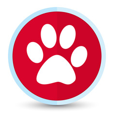 Naklejka premium Animal footprint icon flat prime red round button