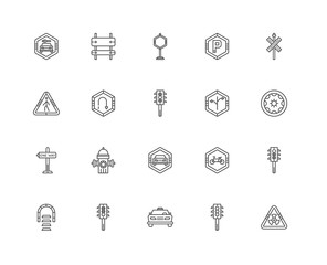 Simple Set of 20 Vector Line Icon. Contains such Icons as Semaph