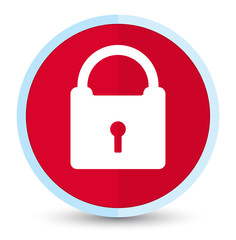 Padlock icon flat prime red round button