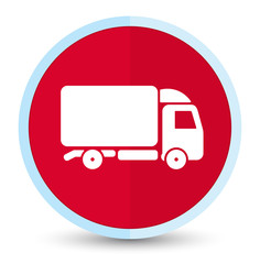 Truck icon flat prime red round button