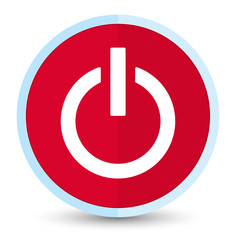 Power icon flat prime red round button