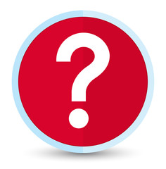 Question mark icon flat prime red round button