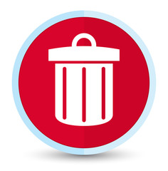 Recycle bin icon flat prime red round button