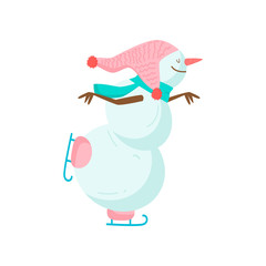 Funny funny snowman with a nose in the form of a carrot. Symbol of the year of the year.