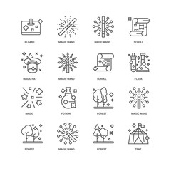 Naklejka premium Simple Set of 16 Vector Line Icon. Contains such Icons as Tent,