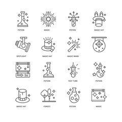 Simple Set of 16 Vector Line Icon. Contains such Icons as Magic,