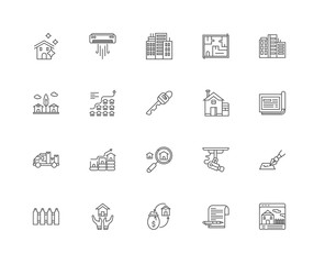 Simple Set of 20 Vector Line Icon. Contains such Icons as Real e