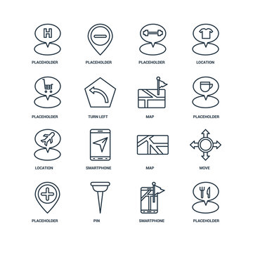 Set Of 16 Universal Editable Icons. Includes Elements Such As Pl