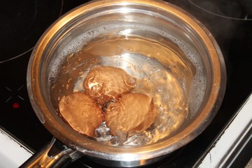 cooking eggs in pan