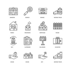 Simple Set of 16 Vector Line Icon. Contains such Icons as Moving