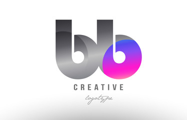 bb b b silver grey metal metallic gradient alphabet letter logo combination icon design