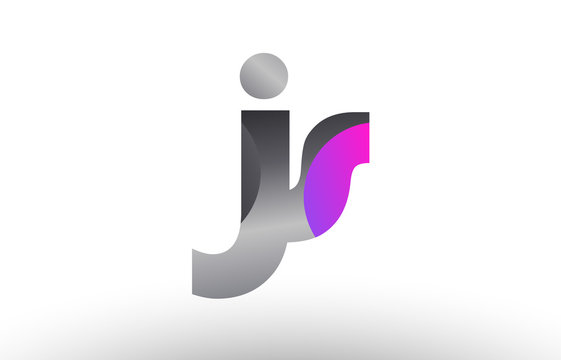 js j s silver grey metal metallic gradient alphabet letter logo combination icon design