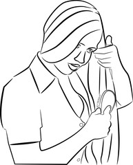 Woman using a hair brush on her long hair