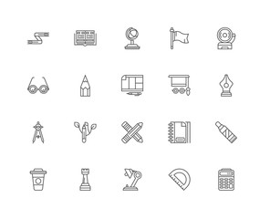 Simple Set of 20 Vector Line Icon. Contains such Icons as Calcul