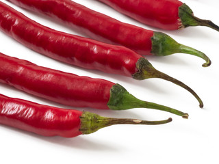 Eight pods of red chili pepper